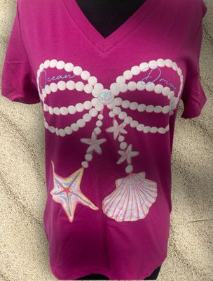 Ocean Drive Pearl Bow Women’s Relaxed Vneck