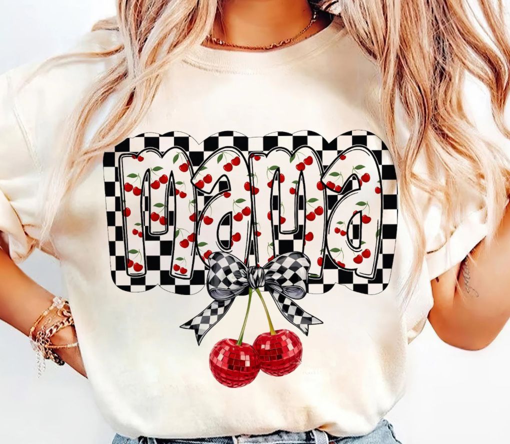 Cherry Bow Coquette Mama s/s comfort color tee