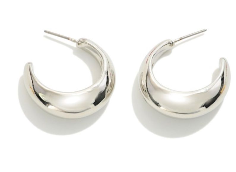 Tapered Metal Hoop Earrings