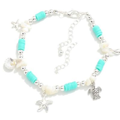 Heishi Beaded Anklet w/starfish, turtle, charms
