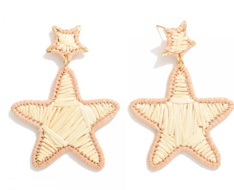 Raffia Wrapped star drop earrings