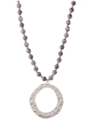 Semi-Precious Stone beaded necklace w/circle 
