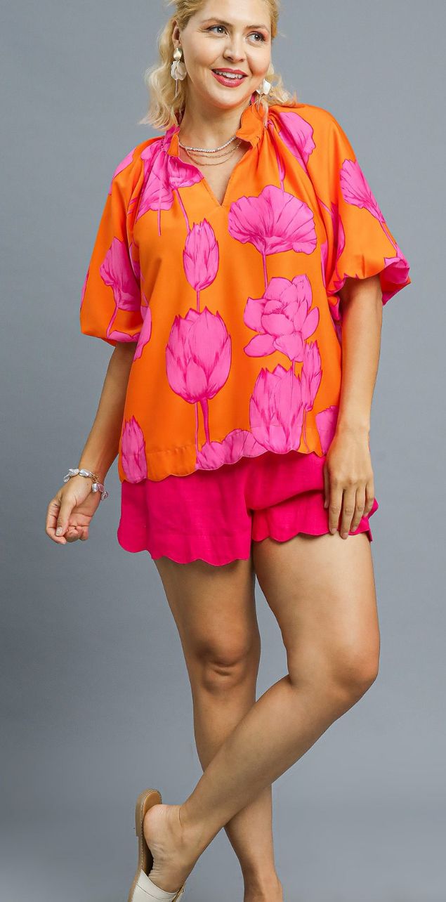 Umgee Floral Print Blouse