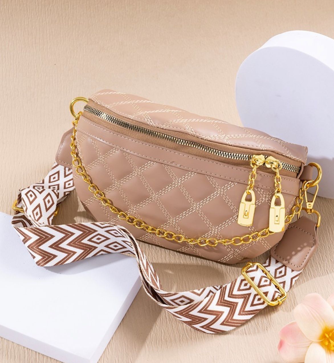 Quilted Vegan Leather Crossbody Bum Bag