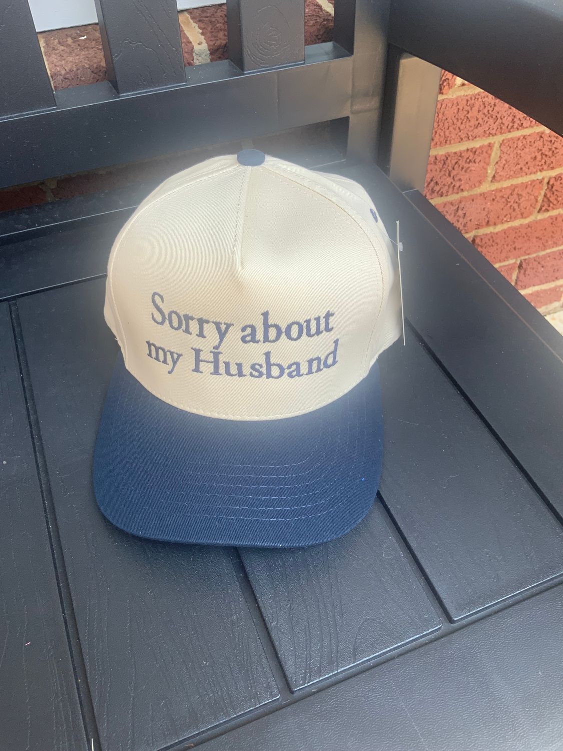 Sorry About My Husband Two Tone Canvas Trucker Hat