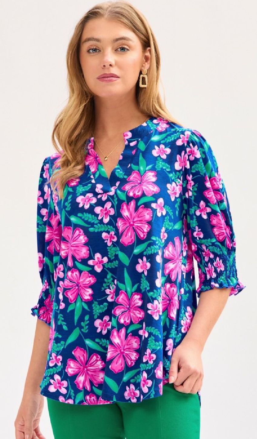 Dear Scarlett Lizzy Smocked Sleeve Blouse