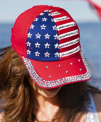 American Flag Rhinestone Decor Baseball Cap