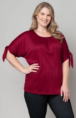 DOLMAN TIE SLEEVE CRINKLE BLOUSE - CURVY