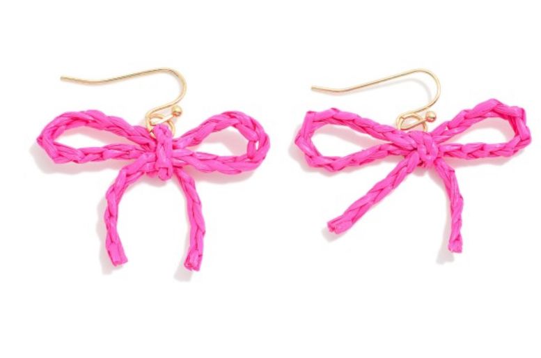 Braided Raffia Bow Drop Earrings