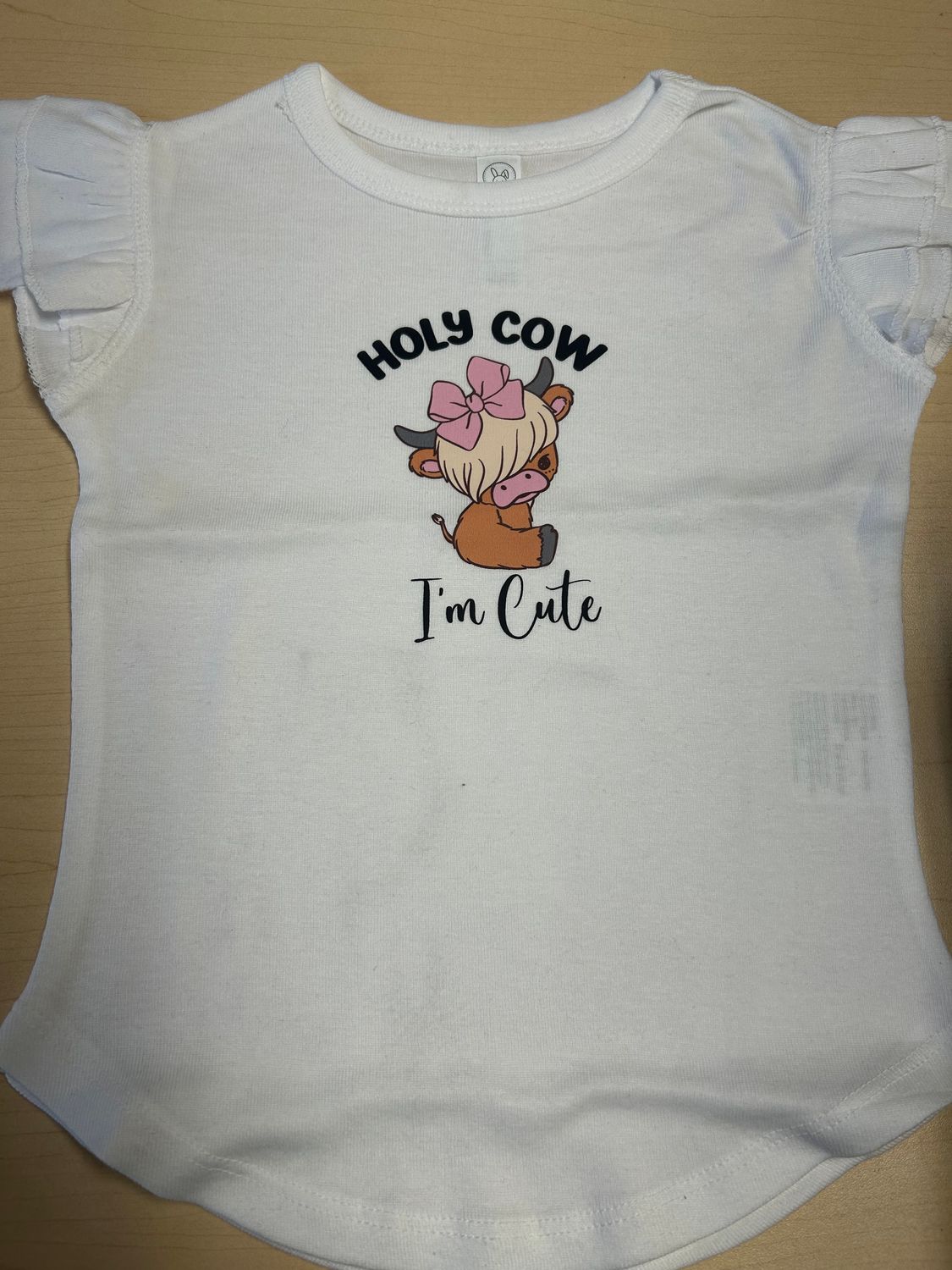 Holy Cow I&#39;m Cute Girls Flutter Sleeve tee