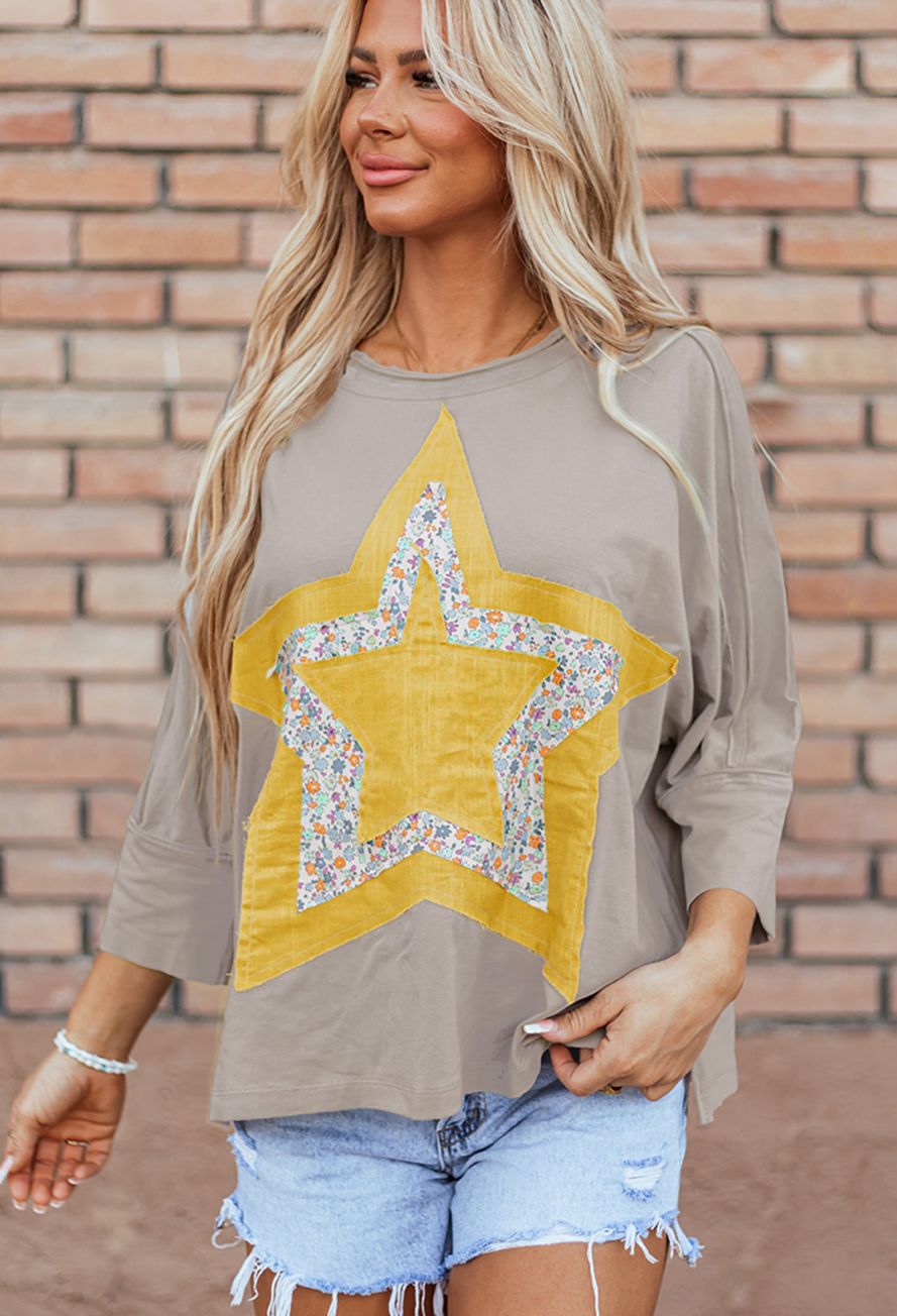 Floral Starbust Exposed Seam Mineral Wash Top