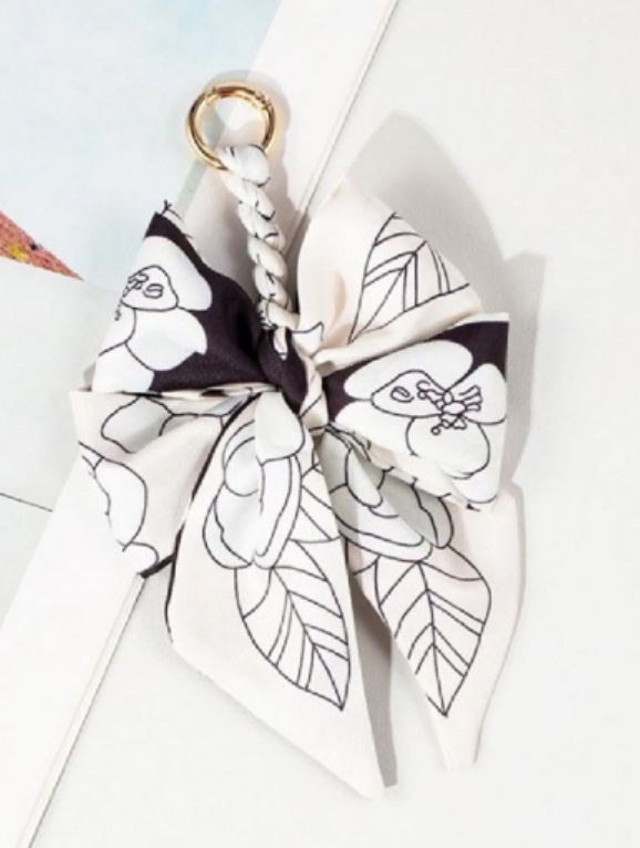 Floral Print Bow Key Ring