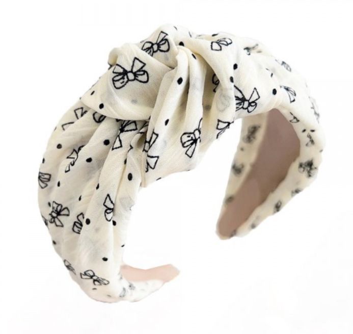 Bow &amp; Polka Dot Knotted Headband