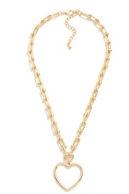U Link Necklace Featuring Hollow Heart Pendant