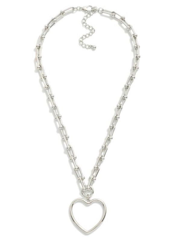 U Link Necklace Featuring Hollow Heart Pendant