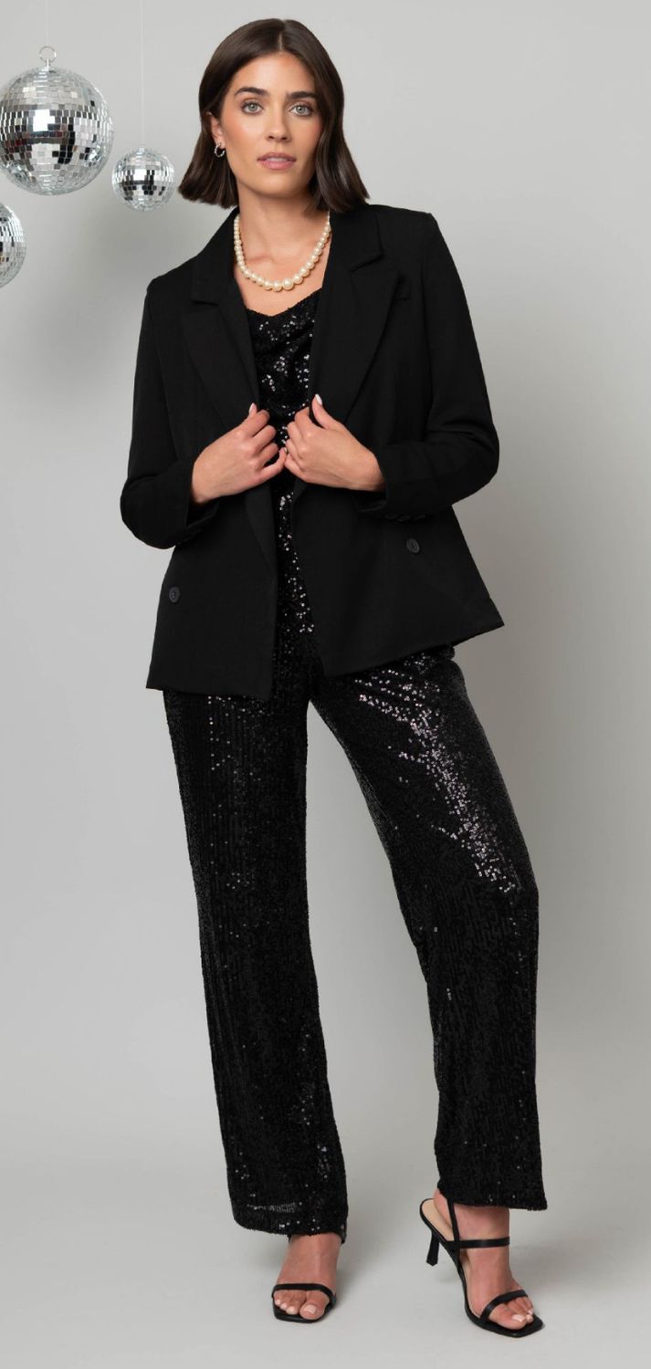 Hanna &amp; Gracie Pull on Shimmer Wide Leg Pant