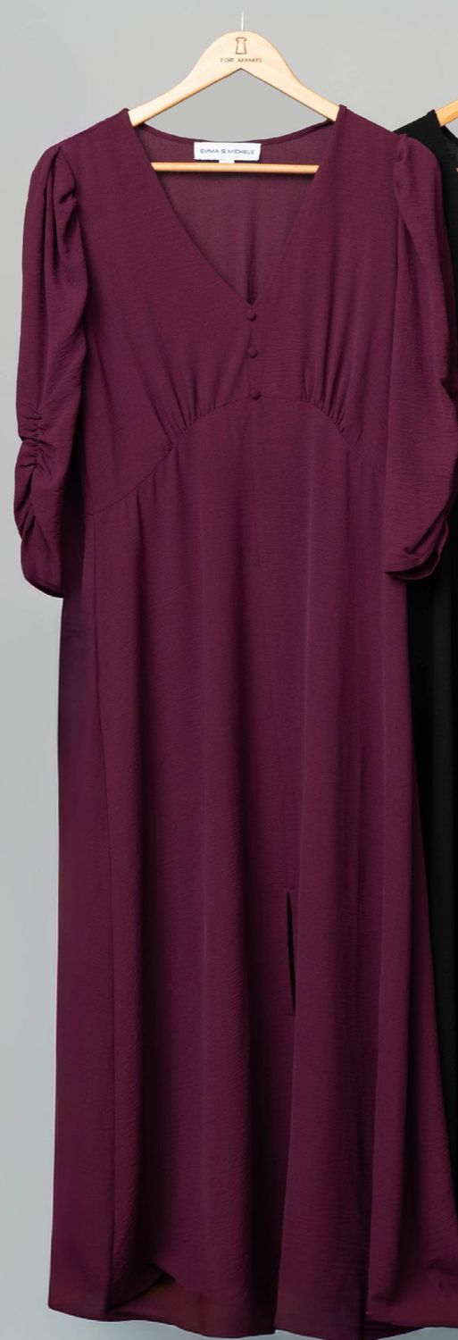 Emma &amp; Michele  3/4 sleeve button front maxi Dress