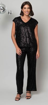 Hanna &amp; Gracie V-neck shimmer tee