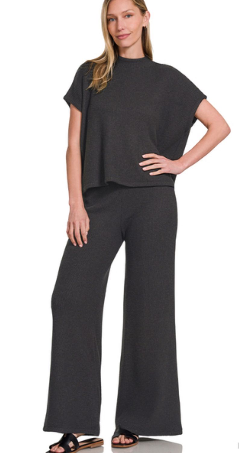 ZENANA SWEATER BOXY TOP &amp; LONG PANTS SET