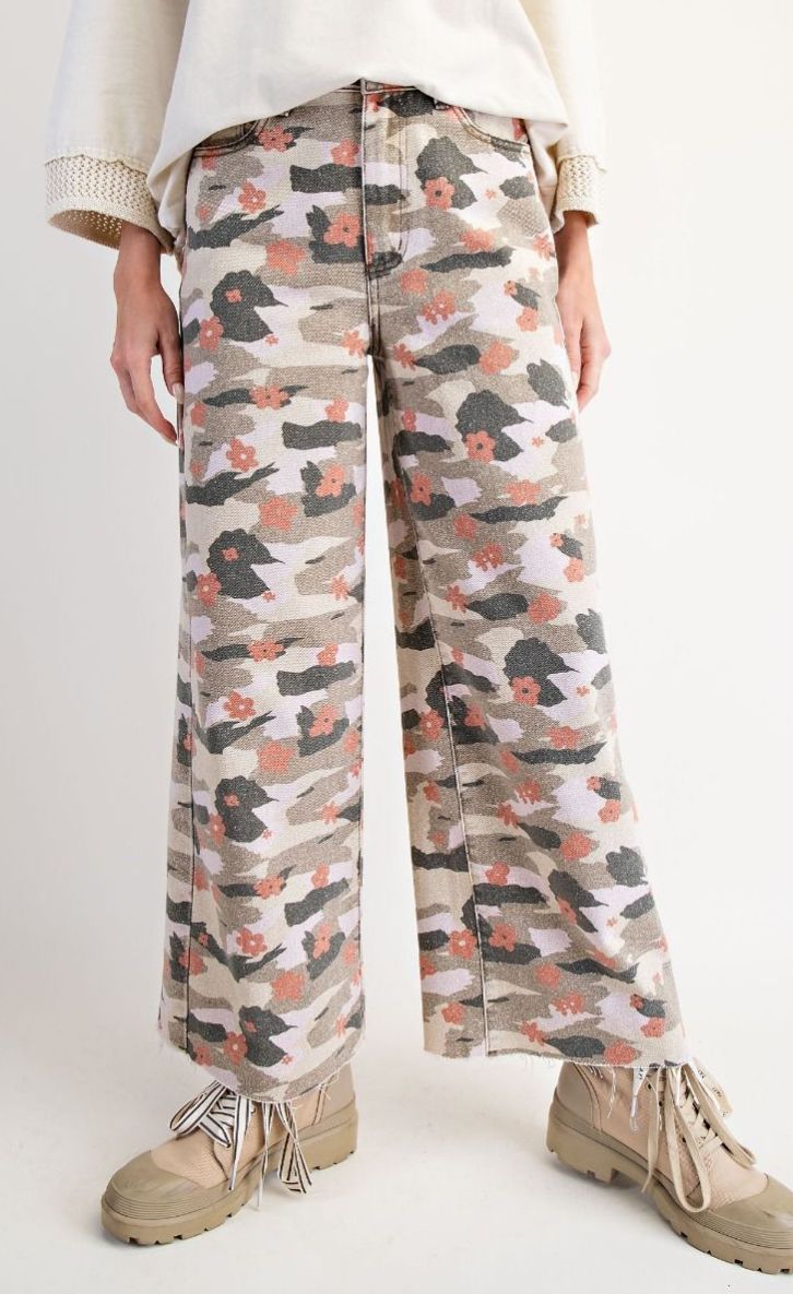 EASEL CAMOUFLAGE PRINT WASHED TWILL PANTS