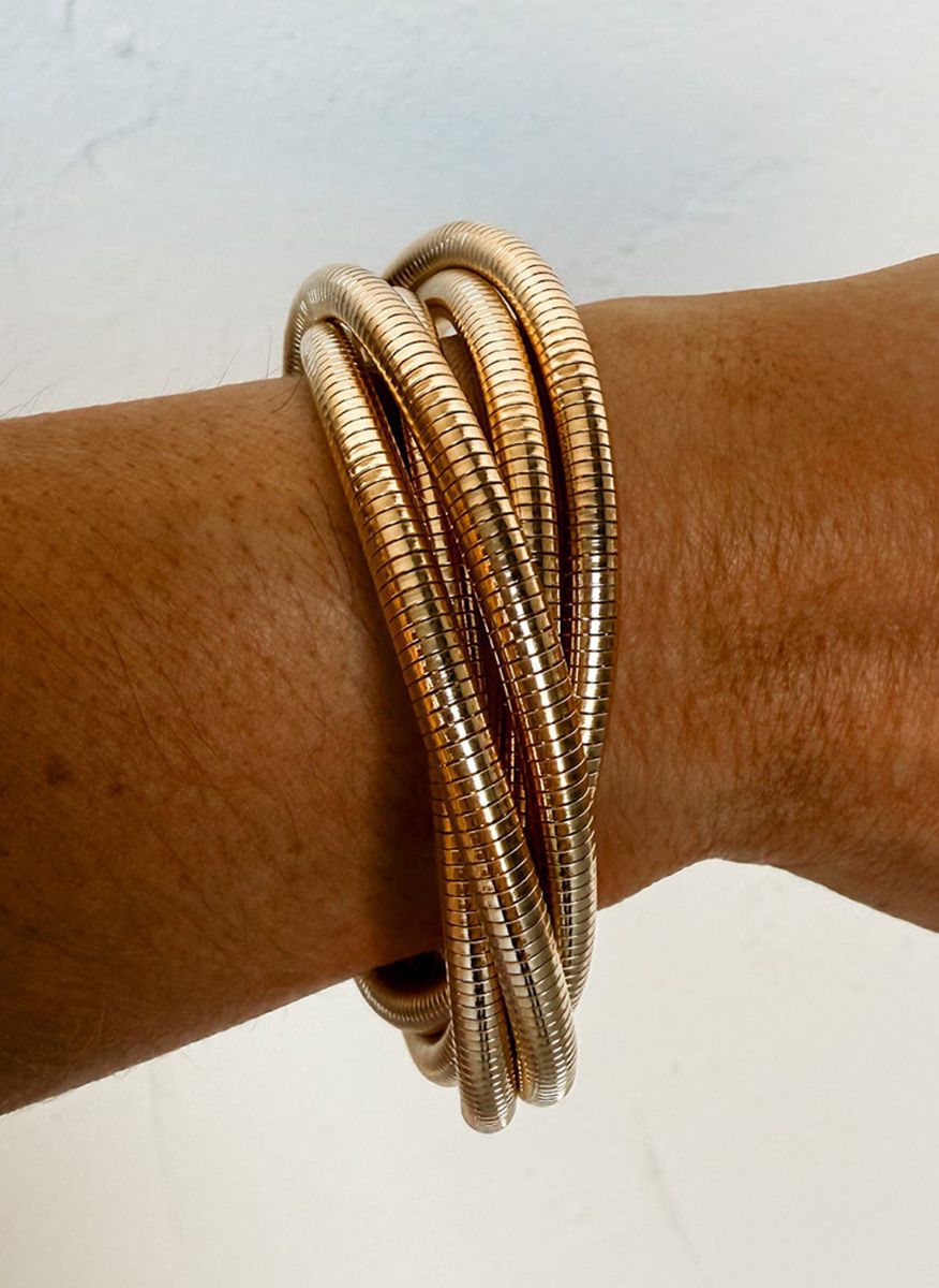 Gold Twist Stacked Exaggerated Alloy Bracelet