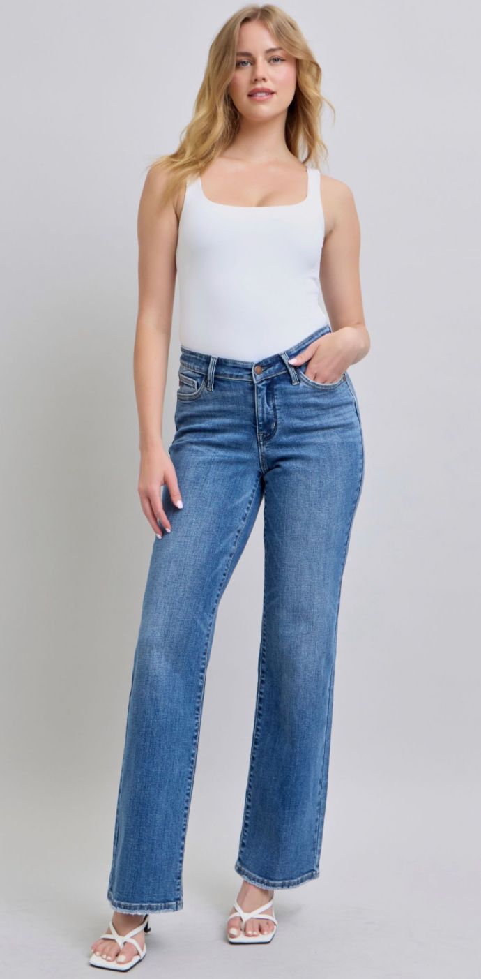 Judy Blue HW V-front WB Vintage wash straight fit