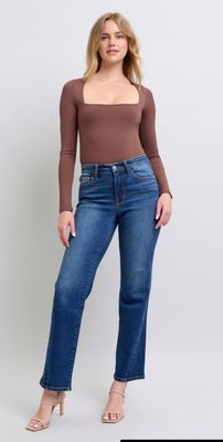 Judy Blue MR side seam details straight jeans