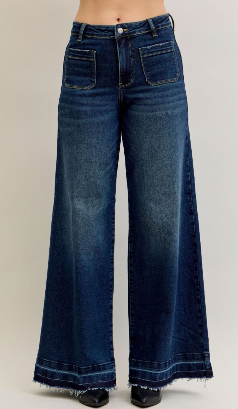 Judy Blue HW Palazzo Front Patch Pockets