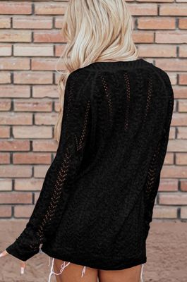 Solid Open Knit Cardigan