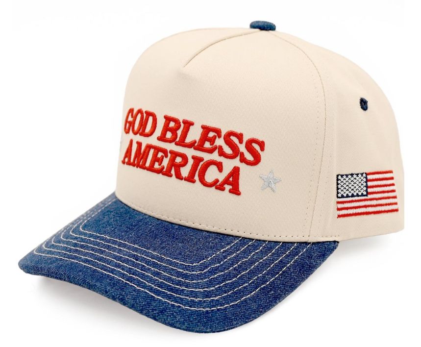 “GOD BLESS AMERICA&quot; &amp; American Flag Baseball Cap