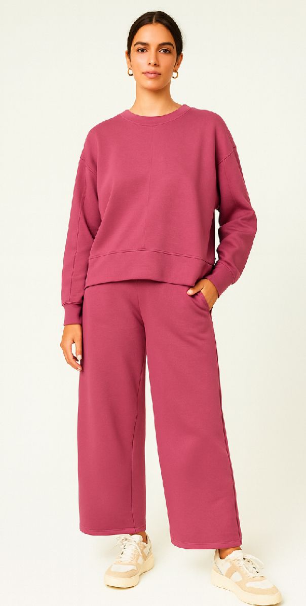 DROP SHOULDER PULLOVER + STRAIGHT LEG PANT SET