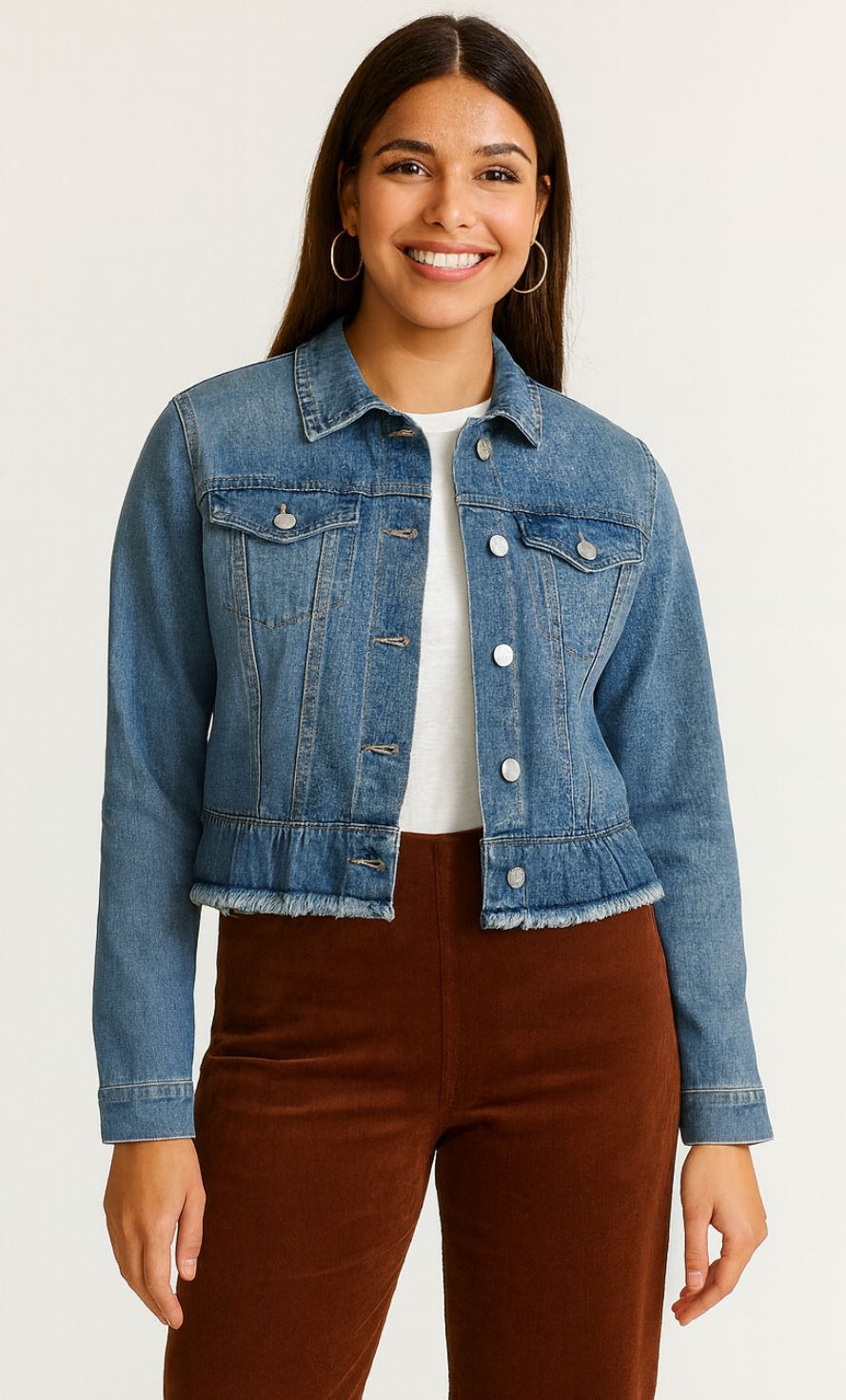 Peplum Hem Denim Jacket