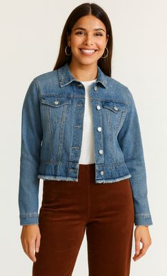 Peplum Hem Denim Jacket