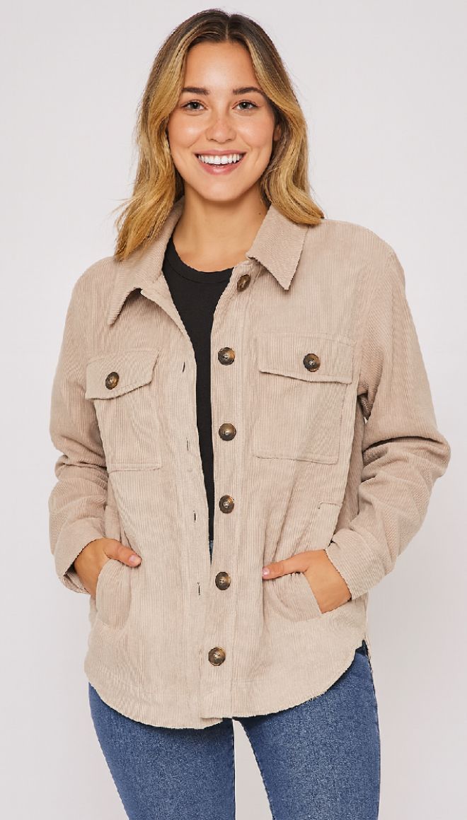 Courduroy Button Front Shacket