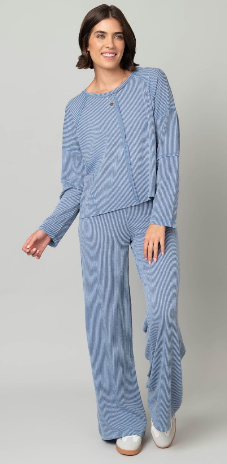 Baby Cable Box Cut top w/raw trim pant set