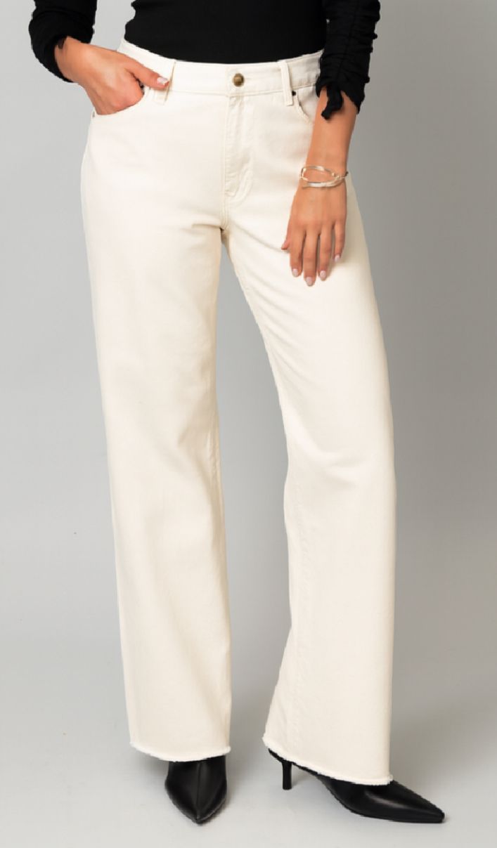 Wide Leg Fray Hem 31&quot; inseam Jeans