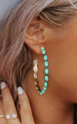 Gem Inlay Retro C-shape earrings