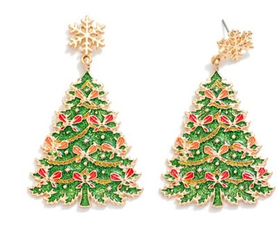 Christmas Tree Earrings w/snowflakes