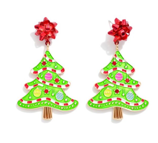 Christmas Tree Earrings w/bows