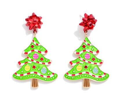 Christmas Tree Earrings w/bows