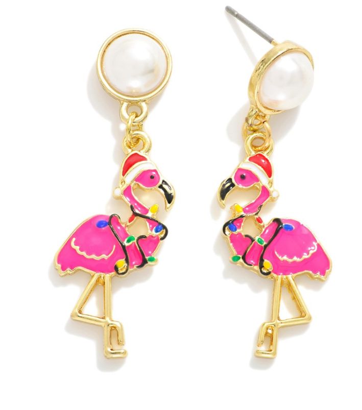 Christmas Flamingo Earrings