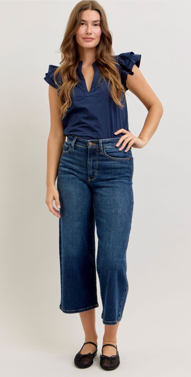 Judy Blue HW Ankle Wide Jeans