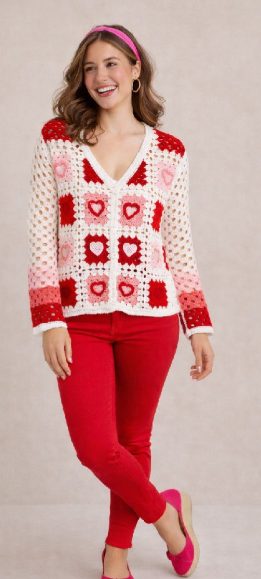 Crochet Square Bottom Front Cardigan