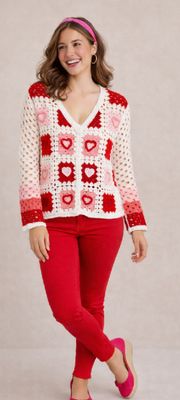 Crochet Square Bottom Front Cardigan