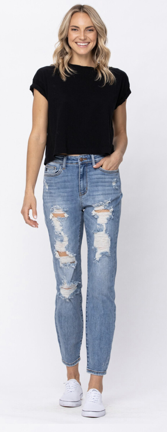 Judy Blue Hi-Rise Boyfriend Destroyed