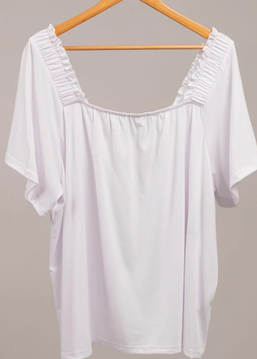Square Neck Top w/Ruching detail