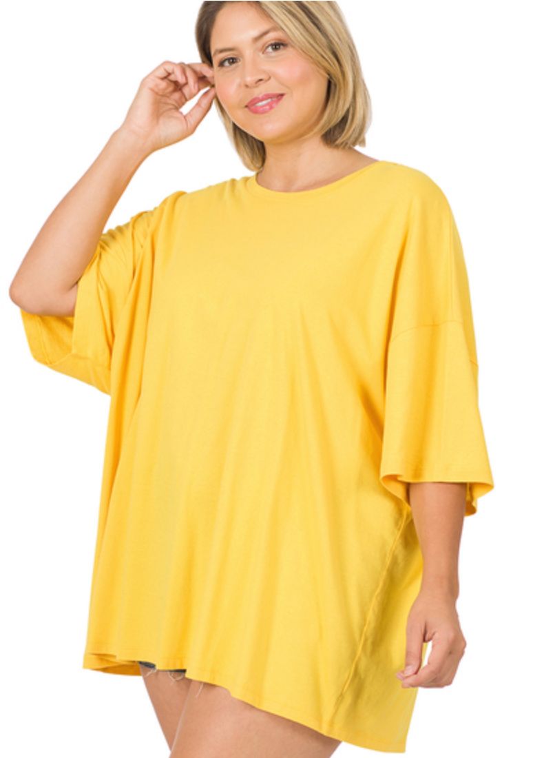  Zenana Cotton Drop Shoulder Boyfriend Tee