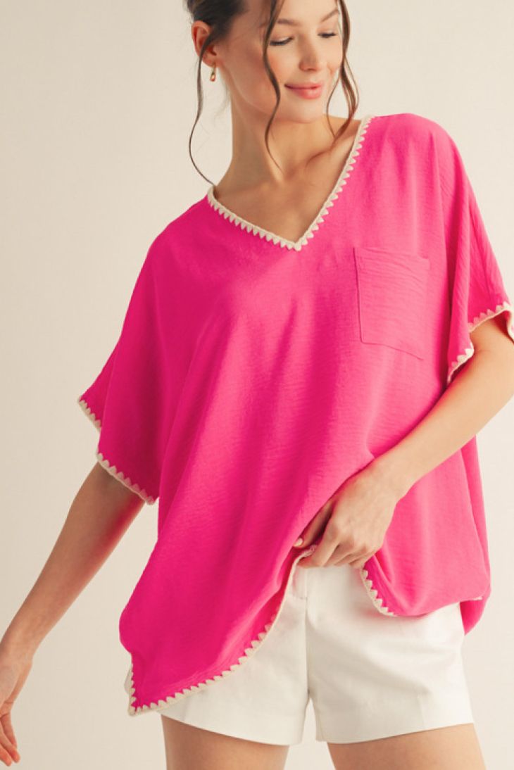 Jodifl Shell Stitch detail loose fit top 