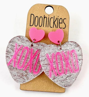 Conversation Heart Dangles 2" Acrylic Earrings