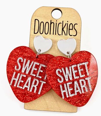 Conversation Heart Dangles 2" Acrylic Earrings